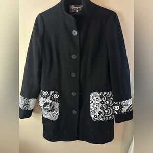 Desigual Black and White Wool Coat